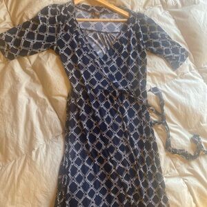 Navy Geometric Wrap Dress Sz. Small by Merona